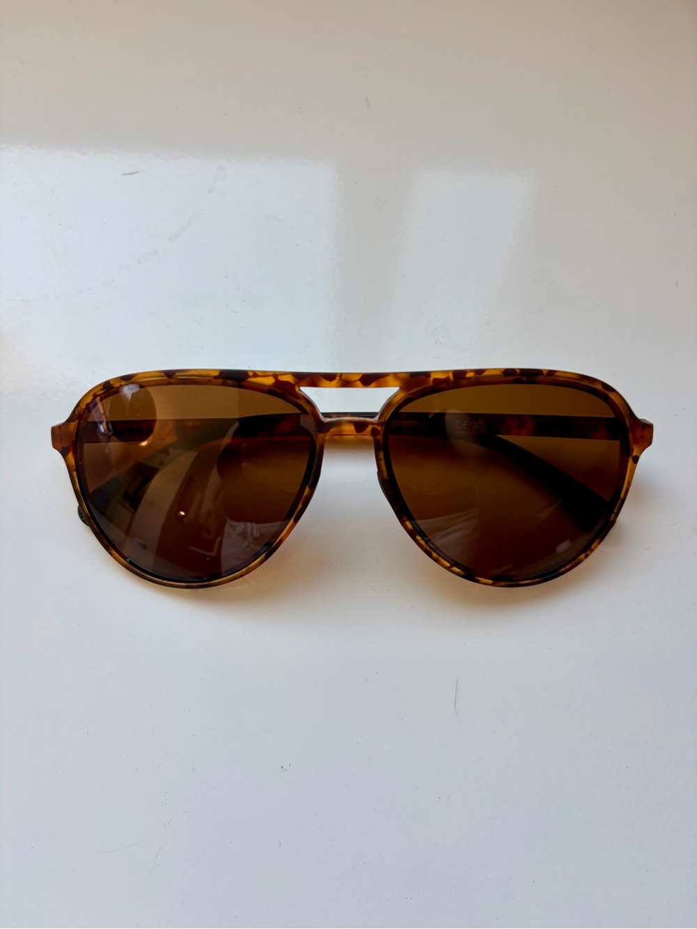 Goodr Amelia Earhart Ghosted Me Polarized Aviator Sunglasses Tortoise Brown
